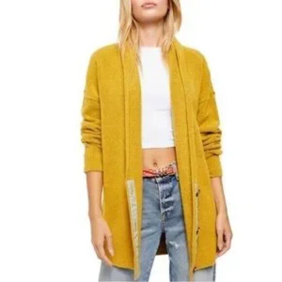 Free People Mustard Cardigan Sweater - Picture 4 of 16